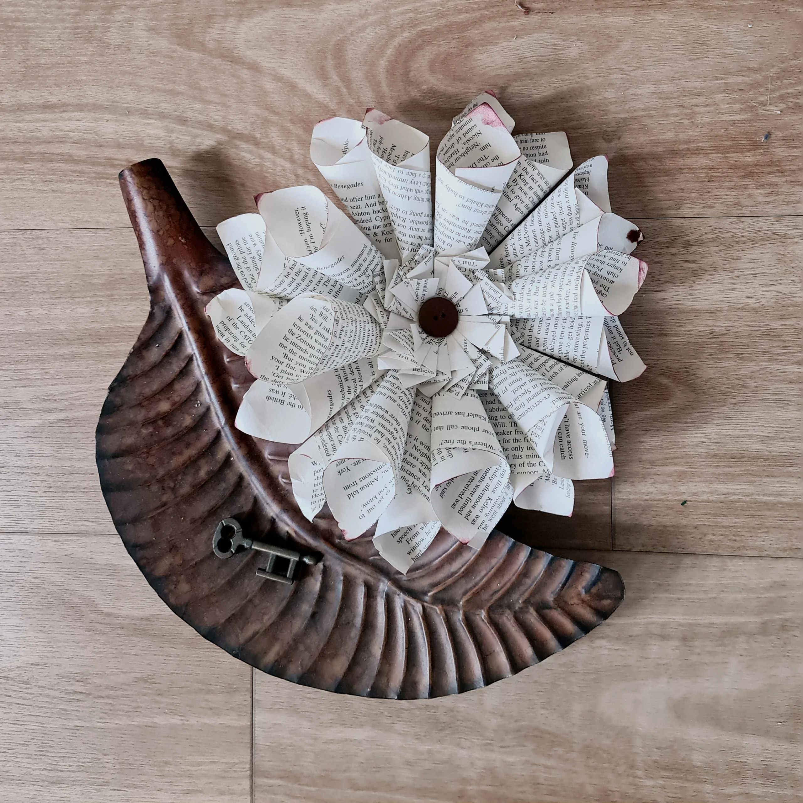 Image of a wreath made from book pages