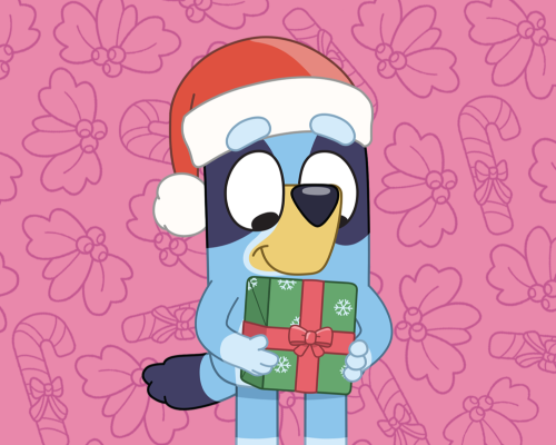 Image shows a Christmas Bluey wallpaper