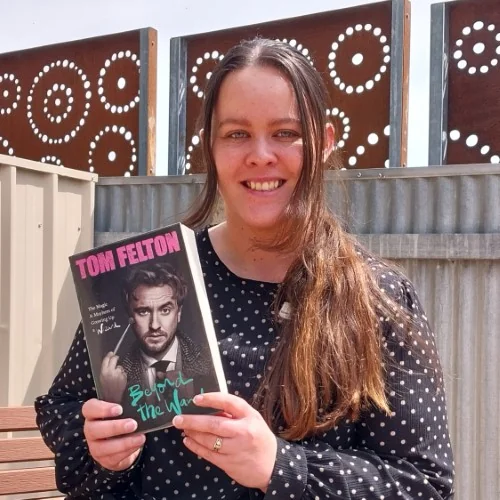 Library staff display Tom Felton's book, Beyond the Wand.