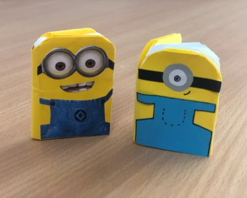 Mini notebooks made to look like minions