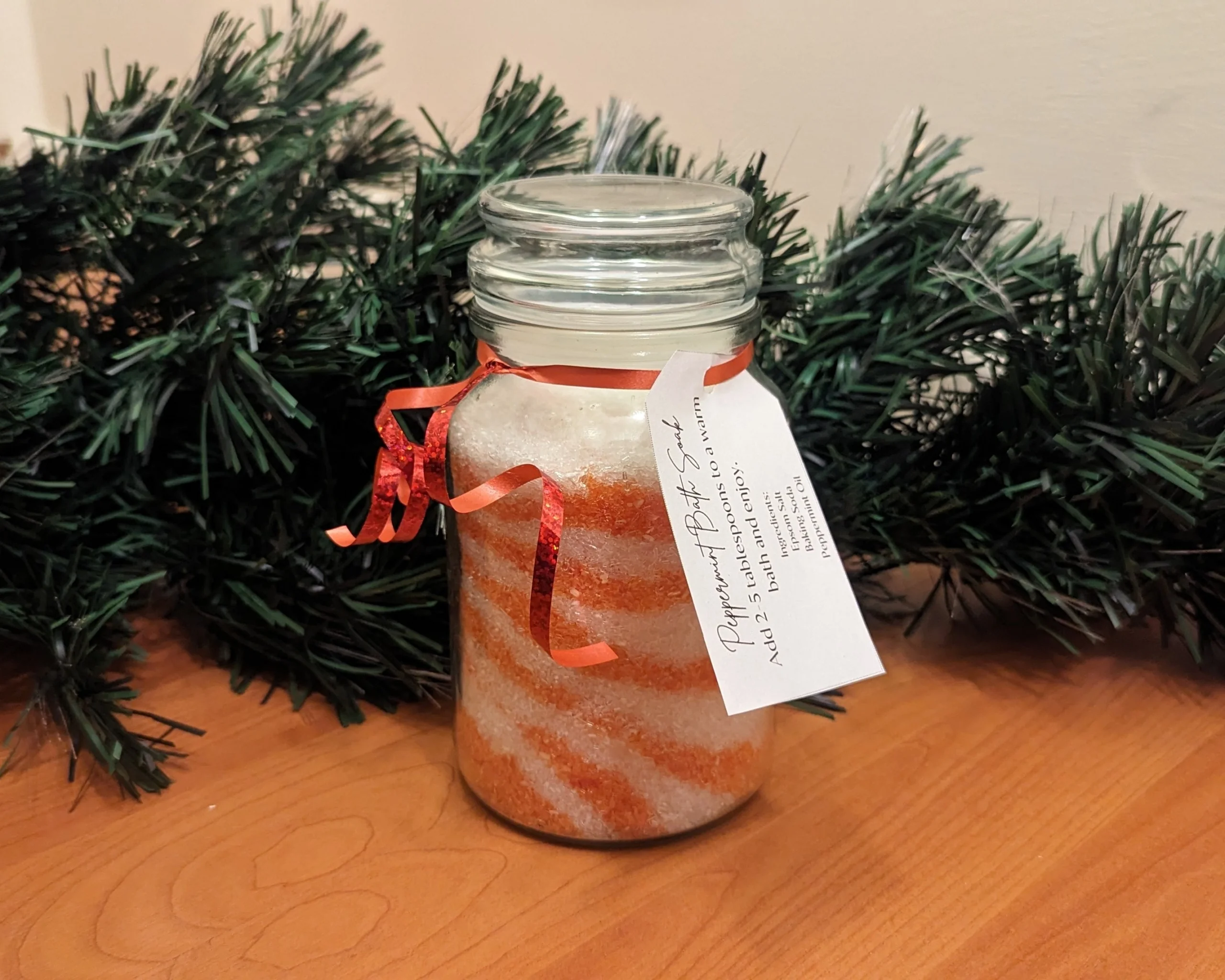 Image shows a jar of bath soak crystals