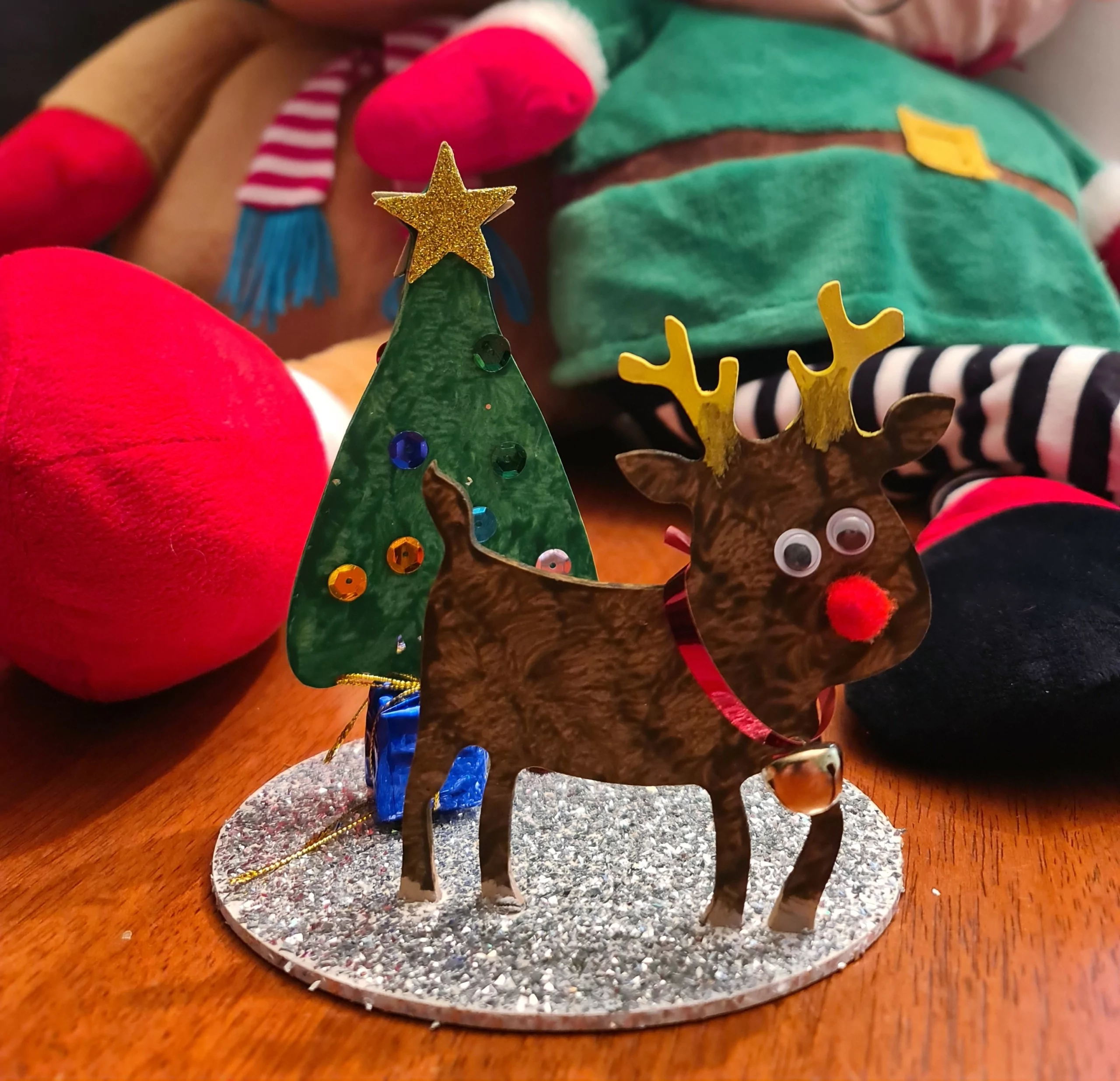 Painted reindeer and tree